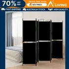 5-Panel Room Divider Black 250x180 cm Fabric Privacy Screen Home Decor Par 50221