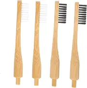 Happyyami Replacement Toothbrush Heads 4 Pack for Wooden Handles Oral Cleaning Brush Heads Soft Bristles for Health Portable and Easy to Store