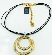 NEW CHICO'S GOLD SILVER BLACK PENDANT NECKLACE INDUSTRIAL HAMMERED BRUTALIST.