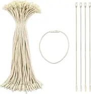200 Pcs 7.6inch Cotton Hang Tag String with Snap Lock Pin Loop Fastener for Clothes, Shoes, Luggage Labels - Durable, Transparent, Easy to Use for Retail & Craft