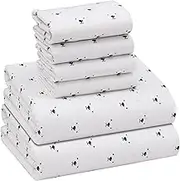 RUVANTI Flannel Sheets Queen Size 6 Pcs - 100% Cotton Double Brushed Bed Sheets, Deep Pockets 16 Inches Queen Sheet Set, All Seasons Breathable, Extra Soft & Comfy, Facetime Bear