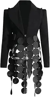 [Zadaos] Women Blazer Round Stitching Full Sleeve Ladies Blazer Coat Women's Long Suit Jacket