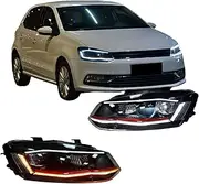 Compatible For VW Polo 2010-2017 Headlight Assemblies Flowing Turn Signal Dynamic Daytime Light Upgrade Refit Car Front Head Lamp