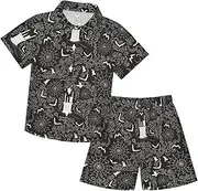 [Caihoyu] Little & Big Boy's Short Sleeve Button Down Shirt & Shorts Set Baby Boy Shorts Set Infant Little Boy Gift
