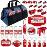 Lockout Tagout Kit - Clamp-On Circuit Breaker Lockout, Group Lockout Hasps, L...