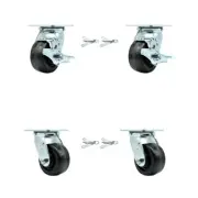 4 Inch Phenolic Caster Set with Ball Bearings 4 Swivel Lock 2 Brake SCC