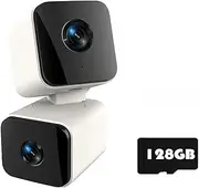 4K 8MP Tuya Dual Lens PTZ WiFi Camera Indoor HD Dual Screen Ai Human Auto Tracking Security Surveillance PIR Human Detection Cam(AU Plug,8MP with 128G Card)