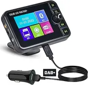 Fuluku DAB Adapter for Car Radio 2.4 Inch LCD Portable DAB+ Car Radio Adapter with FM Audio Transmitter/Bluetooth Hands-Free Call/Bluetooth Music/AUX in & Out/Support TF Card