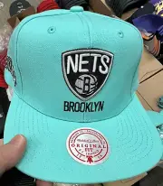 NBA Mitchell &Ness Brooklyn Nets Snapback Hat Teal Blue
