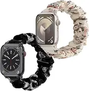 Compatible with Apple Watch Ultra1/2 Series SE 9 8 7 6 5 4 3 2 1 bands Scrunchie women Replacement Band for iWatch Elastic Soft Cloth Stretchy Fabric Strap Wristband Girls