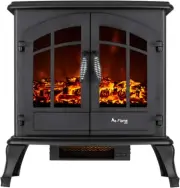 Jasper Freestanding Electric Fireplace Stove Heater - Realistic 3-D Log and Fire