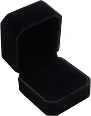 [Generic] Ring Box - Ring Jewelry Storage Box Box for Proposal, Wedding, Engagement, Ring Earrings Jewelry Counter Display Props (Black, 5 * 5.4 * 3.9CM)