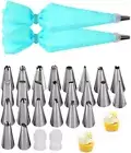 Cake Piping Nozzles, Piping Bags and Nozzles Set of 28 Pcs with Converter, Prem