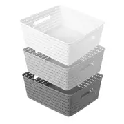 3x Boxsweden Woven Basket 35cm Home Office Storage Organiser Containers Assort.