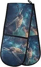 Quteprint Galaxy Nebula Space Turtle Washable Double Oven Mitts, Heat Resistant Quilted Kitchen Oven Gloves Extra Long Potholder 7" x 35" for Cooking Baking Microwave Grilling Barbecue