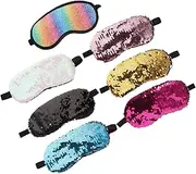 Healvian 7pcs Double-sided Sequined Eye Mask Night Party Blindfold Sleeping Lace Light Blocking Sleep Women Sleep Mask Eye Patch Eye Cover Sleep Patch Sequins