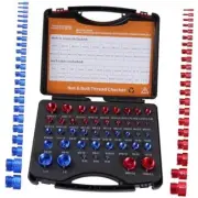 Nut and Bolt Thread Checker, Aluminum 44 pcs inch & Metric Nut and Bolt Size