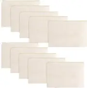 10-Pack Large Blank Canvas Makeup Bags with Zipper Multi-Purpose Beige