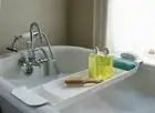 Bathroom Bath Caddy Expandable Holder Tray Over Bath Tub Shelf Support Plastic