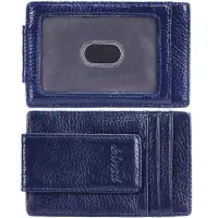 在飛比找Yahoo奇摩購物中心優惠-《Kinzd》皮革防盜證件鈔票夾(藍) | 卡片夾 識別證夾