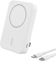 Belkin BoostCharge Pro Wireless Power Bank 8000Mah Qi2, MagSafe Compatible, Built-in Pop-up Kickstand - Compatible for iPhone 16/15/14/13 Series and More - White