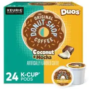Donut Shop Coffee DUOS COCONUT MOCHA Chocolatey 24 K-Cups Pods 1 Pack Med Roast