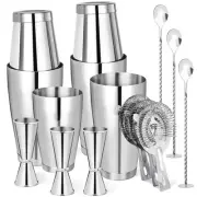 Cocktail Shaker Boston Shaker Set 15 Pcs Professional Bartender Kit Bar Shake...