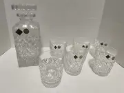 Jihlava Bohemia Crystal Whiskey Decanter SET with stopper Czech Republic 7 Piece