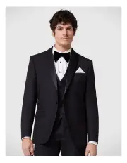 [Politix] Regular Fit Detachable Shawl Collar Tuxedo in Black Chintz