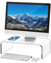 Monitor Laptop Computer Stand Acrylic Riser Printer Audio Hi-Fi Stand 4”x12.5”