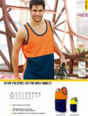 Hi-Vis Pique Knit Safety Singlet with Polyester Outer face & 100% Cotton Backing