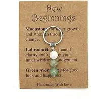 [Caiyao] Healing Crystal Bead Keychain Anxiety Protection Keychain Emotional Support Gemstone Keyring for Women Men Gifts