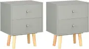 Bedside Cabinets 2 pcs Grey 40x30x50 cm Solid Pinewood Bedroom Storage