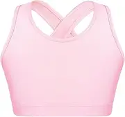 [FEESHOW] Kids Girls Sport Crop Top Cami Bra Lightweight Seamless Sports BH Sportswear Underwear Workout