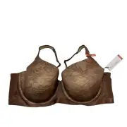 Ambrielle Bra 48DD Lightly Lined Full Coverage Underwire Nutmeg Spice Lace