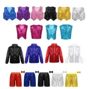 Unisex Sequined Vest Waistcoat Dance Party Show Costume Mens Womens Boys Girls