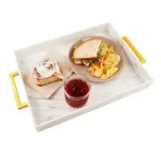 Acrylic Serving Tray with Gold Handles, 16" x 12" Decorative Trays for Marble