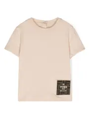 [Fendi Kids] appliqué-logo cotton T-shirt 12 Neutrals