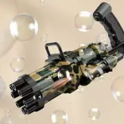 Kids Automatic Gatling Bubble Gun Toys Summer Soap Water Bubble Machine 2-in-1 E