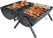 Portable Double Side Charcoal Grill Outdoor Tabletop Barbecue Grill BBQ Grill For Cooking Barbecue Grill(Black)