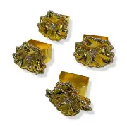 $340 Nomi K Swarovski® Golden Crystal Flower Napkin Ring Set of Four