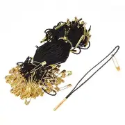 Polyester Hang Tag String Tag Fasteners,Clothing with Pin Black Gold Tone 400pcs