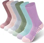 [GRAPMKTG] 6 Pack Crew Socks Athletic Running Socks Cushioned Hiking Boot Socks for Women Men