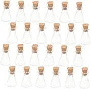 OSOLADY 24Pcs Clear Glass Wishing Bottles with Cork Stoppers Tiny Decorative Jars for Crafting Handmade Portable Containers for Trinkets for Parties and Events