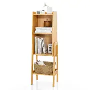 Costway 4 Tier Bamboo Bookshelf & Bookcase Modern Display Cabinet Tall Storage Organiser w/Open Shelf