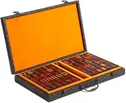 Mah Jong Mahjong Tiles Solid Wood Carved Hand-Rolled Mahjong Home Business Craft Gifts Family Dinner Game Mahjong 144 Pieces, Wooden Box (Size : 2.9x3.9x1.8cm)