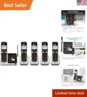 DECT 6.0 5-Handset Cordless Phone for Home with Answering Machine, Call Block...
