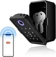 Tuya Smart Key Lock Box,WiFi Safe Stainless Steel Waterproof Electric Fingerprint IC Card Password Lock Home Wall Mounted for Airbnb Hosts, Realtor, Car Keys and More