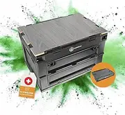 Flexbox 50 L Camping Box for Transportation - Camping Kitchen Foldable Outdoor with Sturdy Worktop - Storage Box for Campers Foldable (Black)