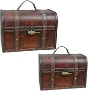 HORIALENCE 2Pcs Versatile Retro Wooden Storage Box Decorative Household Chests for Bedroom Organization for Daily Necessities and Unique Home Decor